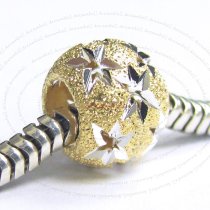 Gold-tone .925 Sterling Silver Twinkle Star Starry Night Stardust Bead for European Charm Bracelets