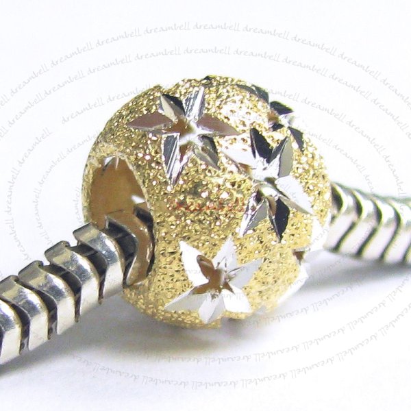 Gold-tone .925 Sterling Silver Twinkle Star Starry Night Stardust Bead for European Charm Bracelets