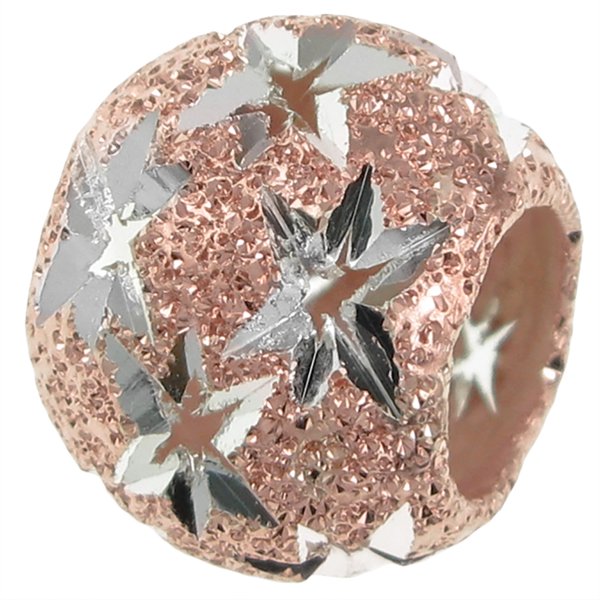 Rose Gold-tone .925 Sterling Silver Twinkle Star Starry Night Stardust Bead for European Charm Bracelets