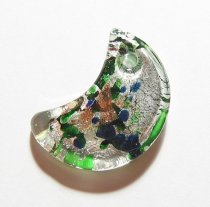 1x Encased Dichroic Lampwork Glass Moon Pendant Bead 35mm