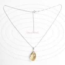 Teardrop Golden Shadow Pendant w/ Rhodium on Sterling Silver Adjustable Chain Necklace 16" with 2" Extender 18" Using Swarovski Elements Crystal
