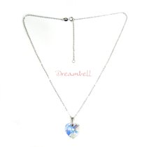 Love Heart Clear AB Pendant w/ Rhodium on Sterling Silver Adjustable Chain Necklace 16" with 2" Extender 18" Using Swarovski Elements Crystal