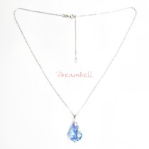 Baroque Aquamarine AB Pendant w/ Rhodium on Sterling Silver Adjustable Chain Necklace 16" with 2" Extender 18" Using Swarovski Elements Crystal