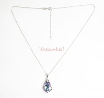 Baroque Vitrail Light Purple Pendant w/ Rhodium on Sterling Silver Adjustable Chain Necklace 16" with 2" Extender 18" Using Swarovski Elements Crystal