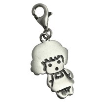 1x Sterling Silver Little Girl Dangle Pendant European Lobster Clip on Charm