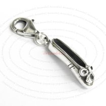 1x Sterling Silver Ballet Pointe Lady Shoe Dangle Pendant European Lobster Clip on Charm