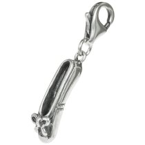 1x Sterling Silver Ballet Pointe Lady Shoe Dangle Pendant European Lobster Clip on Charm
