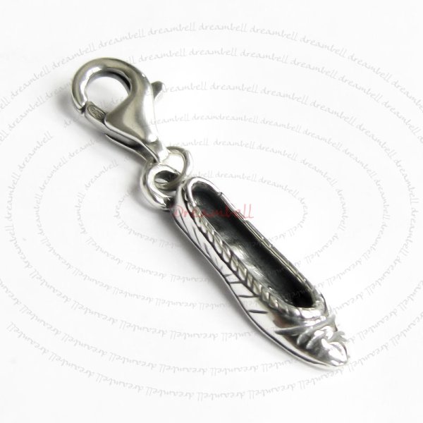 1x Sterling Silver Lady Shoe Dangle Pendant Clasp European Lobster Clip on Charm