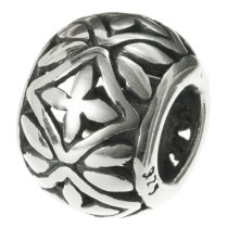 1x Sterling Silver Flower Cross Round Bead for European Charm Bracelets