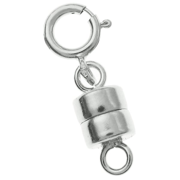 1 Set Sterling Silver 4mm Magnetic Clasp Converter for Necklaces w/ 5mm Spring Ring Clasp