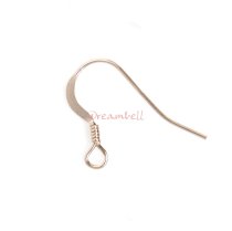 4x 14k Rose Gold Filled Earwires Coil Ear Wire French Earring Connector Hook
