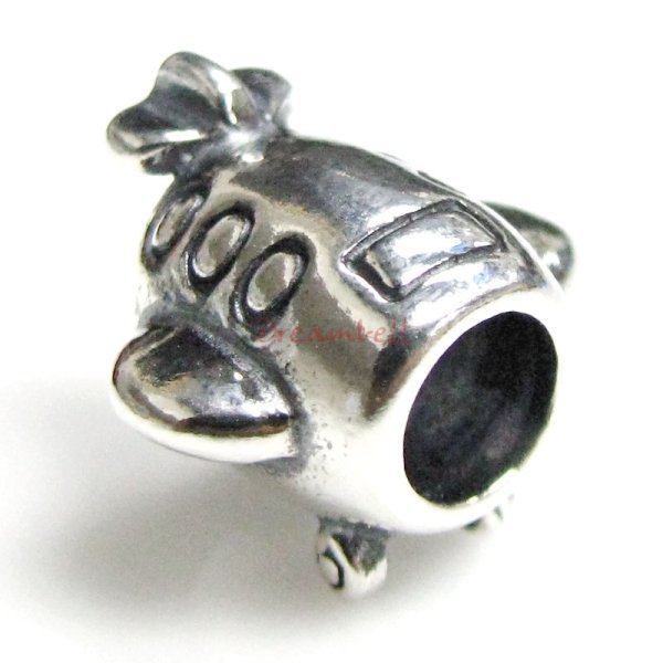 Antique 925 Sterling Silver Flight Plane Airbus Travel European Bead for European Charm Bracelets