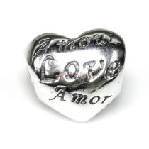 Antique 925 Sterling Silver Amore Love Heart European Screw-on Bead for European Charm Bracelets