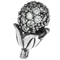 Antique 925 Sterling Silver Flower CZ European Bead for European Charm Bracelets
