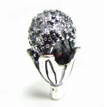 Antique 925 Sterling Silver Flower CZ European Bead for European Charm Bracelets