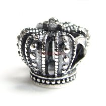 Antique 925 Sterling Silver King Emperor Crown Royal Bead for European Charm Bracelets