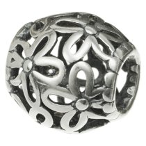 Antique 925 Sterling Silver Blossom Flower European Bead for European Charm Bracelets