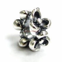 Antique 925 Sterling Silver Flower European Bead for European Charm Bracelets
