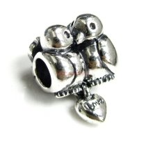 Antique 925 Sterling Silver Love Birds European Screw-on Bead for European Charm Bracelets