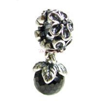 Antique 925 Sterling Silver Flower Zircon Stone European Dangle Bead for European Charm Bracelets