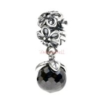 Antique 925 Sterling Silver Flower Zircon Stone European Dangle Bead for European Charm Bracelets