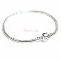 1x Sterling Silver 3mm Snake Bracelet with Bead Clasp for European Bead Charm 8"