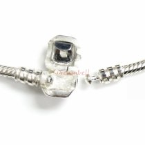 1x Sterling Silver 3mm Snake Bracelet with Bead Clasp for European Bead Charm 7.5"