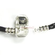 1x Sterling Silver 3mm Braided Bolo Leather Bracelet with Bead Clasp for European Bead Charm 7.5"