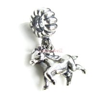Antique 925 Sterling Silver Little Pony European Dangle Bead for European Charm Bracelets