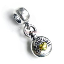 14k Gold Over 925 Sterling Silver Love Heart Pocket Watch Dangle Bead for European Charm Bracelets