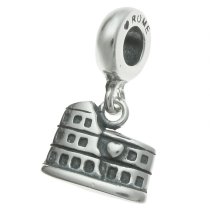 Antique 925 Sterling Silver Rome Colosseum Coliseum Dangle Bead for European Charm Bracelets