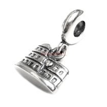 Antique 925 Sterling Silver Rome Colosseum Coliseum Dangle Bead for European Charm Bracelets