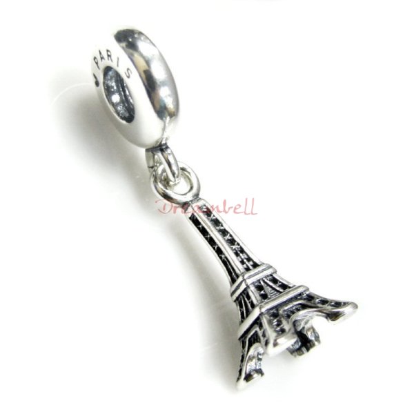 Antique 925 Sterling Silver Paris Eiffel Tower Love Dangle Bead for European Charm Bracelets