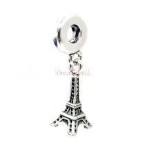Antique 925 Sterling Silver Paris Eiffel Tower Love Dangle Bead for European Charm Bracelets