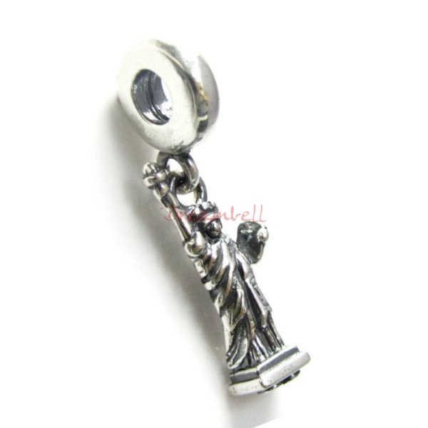 Antique 925 Sterling Silver USA New York Statue of Liberty European Dangle Bead for European Charm Bracelets