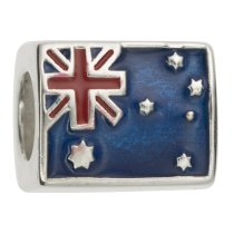 925 Sterling Silver Enamel Australia Flag European Bead for European Charm Bracelets