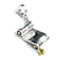 14k Gold Over 925 Sterling Silver Scroll Dangle Bead for European Charm Bracelets