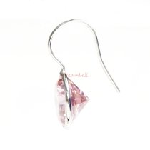 2x Rhodium on Sterling Silver Round Light Pink Rose CZ Crystal French Hook Earwire Earring