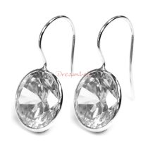 2x Rhodium on Sterling Silver Round Clear CZ Crystal French Hook Earwire Earring