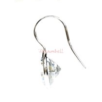 2x Rhodium on Sterling Silver Round Clear CZ Crystal French Hook Earwire Earring