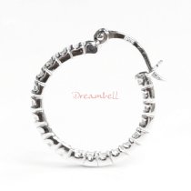 2x Rhodium on Sterling Silver Round Clear CZ Crystal Hoop Earring Set