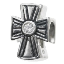 Antique 925 Sterling Silver Cross Clear CZ Crystal Bead for European Charm Bracelets