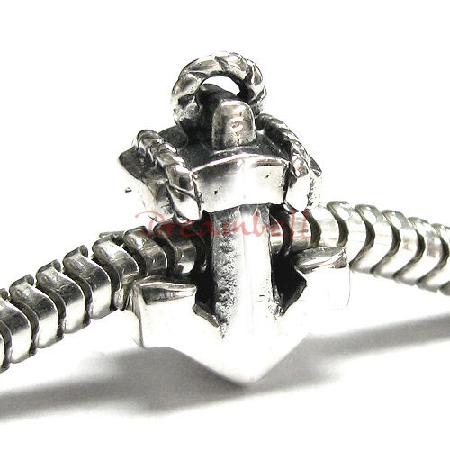 Antique 925 Sterling Silver Ship Anchor Travel Bead for European Charm Bracelets