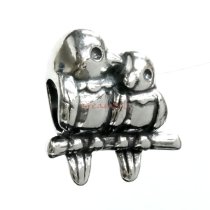 Antique 925 Sterling Silver Parrot Love Birds Bead for European Charm Bracelets