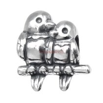 Antique 925 Sterling Silver Parrot Love Birds Bead for European Charm Bracelets