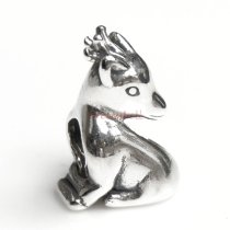 Antique 925 Sterling Silver Lovely Fallow Deer Bead for European Charm Bracelets