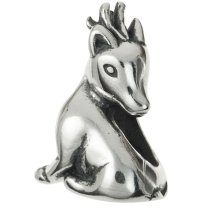 Antique 925 Sterling Silver Lovely Fallow Deer Bead for European Charm Bracelets