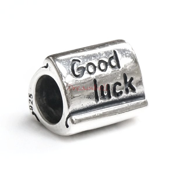 Antique 925 Sterling Silver Good Luck Scrolls Bead for European Charm Bracelets