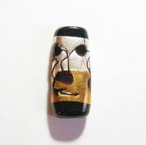 Huge Antique Lampwork Silver Fused Glass Focal Bead 36mm