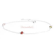 1x Rhodium on Sterling Silver Round Mixed CZ Link Rolo Cable Chain Anklet w/ Extender Spring Clasp 9″